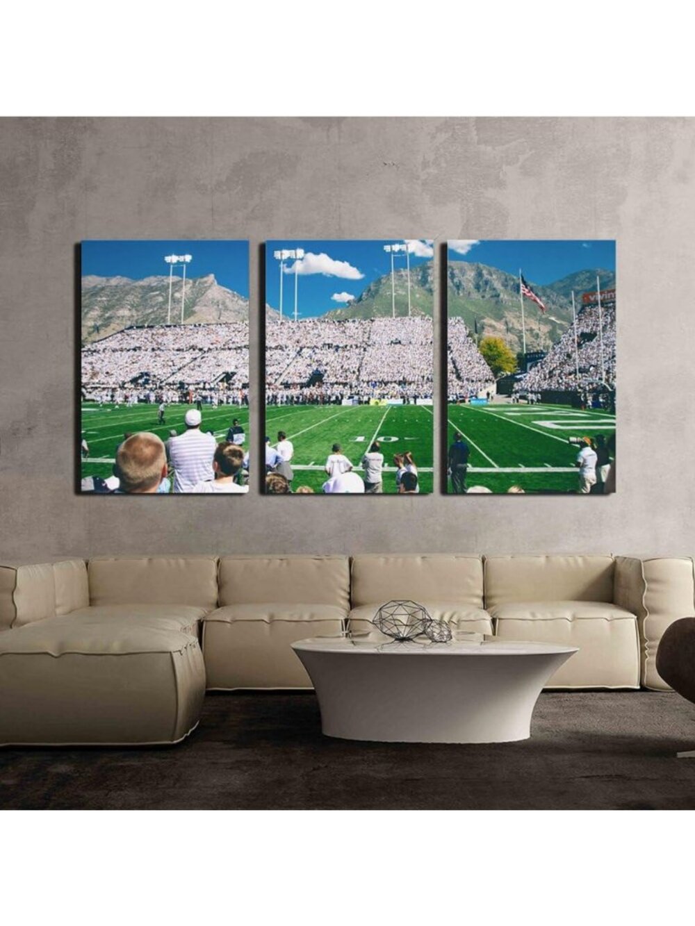 3 Piece Soccer Canvas Wall Art Set - Stadium Match with Crowd - Modern Home